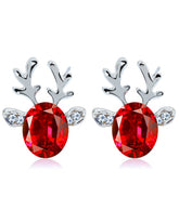 1Pair Christmas Reindeer Shaped Gem Stone Earrings