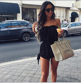 Throwback Strapless Terry Cloth Romper - Black