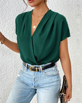 Hamsa Frayed Drape Blouse - Thyme