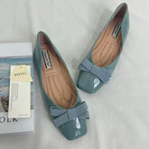 Square-Toe Bow-Accented Low-Cut Flats