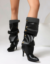 Over The Knee Pointed Toe Stiletto Boots - Rivet