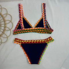 Two-Piece Colorful Bikini With Contrast Trim