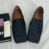 Slip-On Square-Toed Leather Shoes