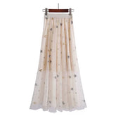 Wish Upon A Star Tiered Tulle Midi Skirt - Cream