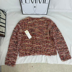 French-Style Round-Neck Long-Sleeve Cardigan