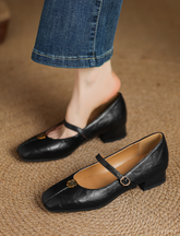 Square Toe Block Heels Mary Jane Shoes