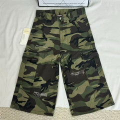 Washed Distressed Camouflage Shorts