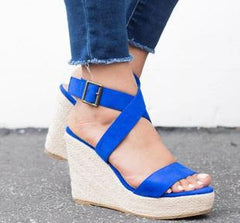 Summer Round Toe High Heel Wedge Casual Ladies Sandals