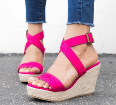 Summer Round Toe High Heel Wedge Casual Ladies Sandals