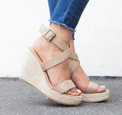 Summer Round Toe High Heel Wedge Casual Ladies Sandals