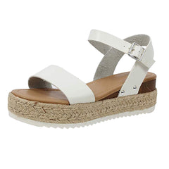 Open Toe Espadrille Platform Sandals Cork Elastic Strap Sandals