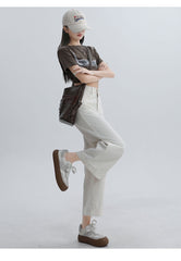 Rowen High Rise Stretch Wide Leg Jeans - Beige