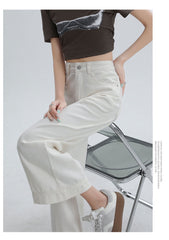 Rowen High Rise Stretch Wide Leg Jeans - Beige