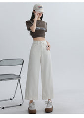 Rowen High Rise Stretch Wide Leg Jeans - Beige