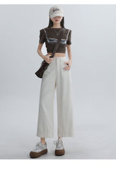 Rowen High Rise Stretch Wide Leg Jeans - Beige