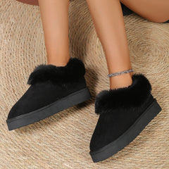 Winter Warm Suede Mules Slippers Slip On Fur Lined Shoes