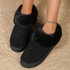 Winter Warm Suede Mules Slippers Slip On Fur Lined Shoes