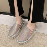 Gray Platform Rhinestone Holiday Flats & Sneakers