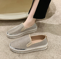 Gray Platform Rhinestone Holiday Flats & Sneakers