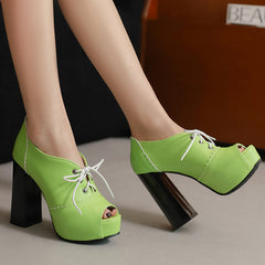 High Heels Cross Lace Up Peep Toe Shoes