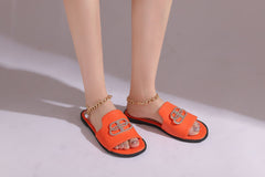 Flat Round-Toe Open-Toe Sandals
