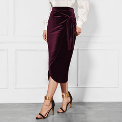 Solid-color twist-detail skirt
