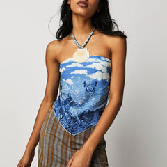 Estella Satin Tie Front Scarf Top