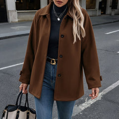 Button-front collared mid-length coat