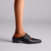 Solid Color Pointed Toe Buckle Low Heel Slippers