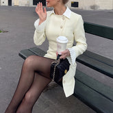 Panelled Tweed-Style Waist-Defining Blazer Dress