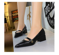 Mary Jane Chunky Heel Pumps