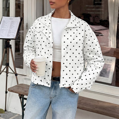 Casual polka-dot cardigan with snap-button closure