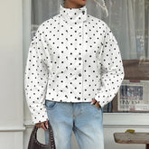 Casual polka-dot cardigan with snap-button closure