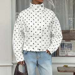 Casual polka-dot cardigan with snap-button closure