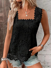 At Last Crochet Lace Crop Top - Black