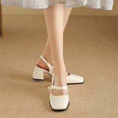 Patent Leather Chunky High Heels With Buckle Strap