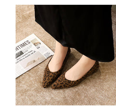 Leopard Print Suede Pointed Toe Wedge Heels