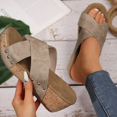 Silver Studded Wedge Sandals