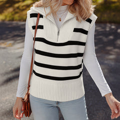 Striped collared vest