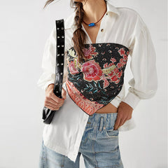 Estella Satin Tie Front Scarf Top