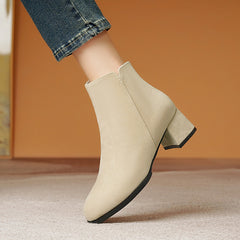 Elegant Slip On Chunky Heel Ankle Boots