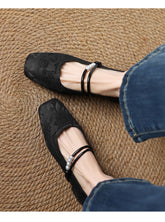 Square Floral Print Mid Block Heel Shoes