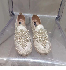 Colorful Rhinestone Fisherman Espadrilles Flats