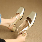 Patent Leather Chunky High Heels With Buckle Strap