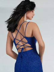 Alondra Cowl Neck Metallic Glitter Formal Dress