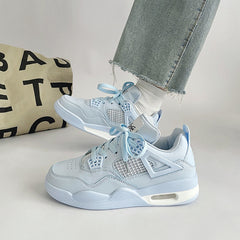 Solid Color Air Cushion Burgundy Sneakers