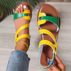 Color Leather Daily Summer Sandals