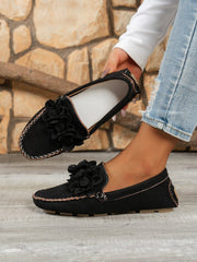 Comfy Slip-On Flower Suede Loafers