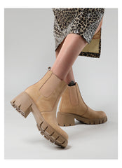 Faux Suede Zipper Boots