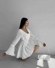 Found Love Pleated Romper - White